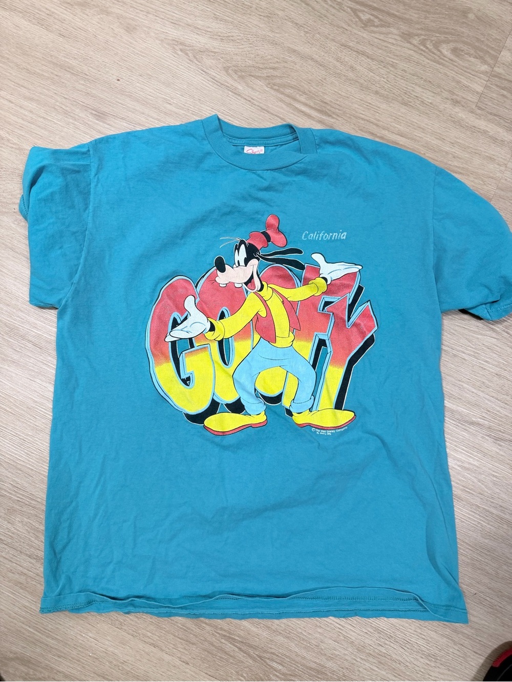 Disney Turquoise Goofy Graphic Tee with Yellow & Red Accents